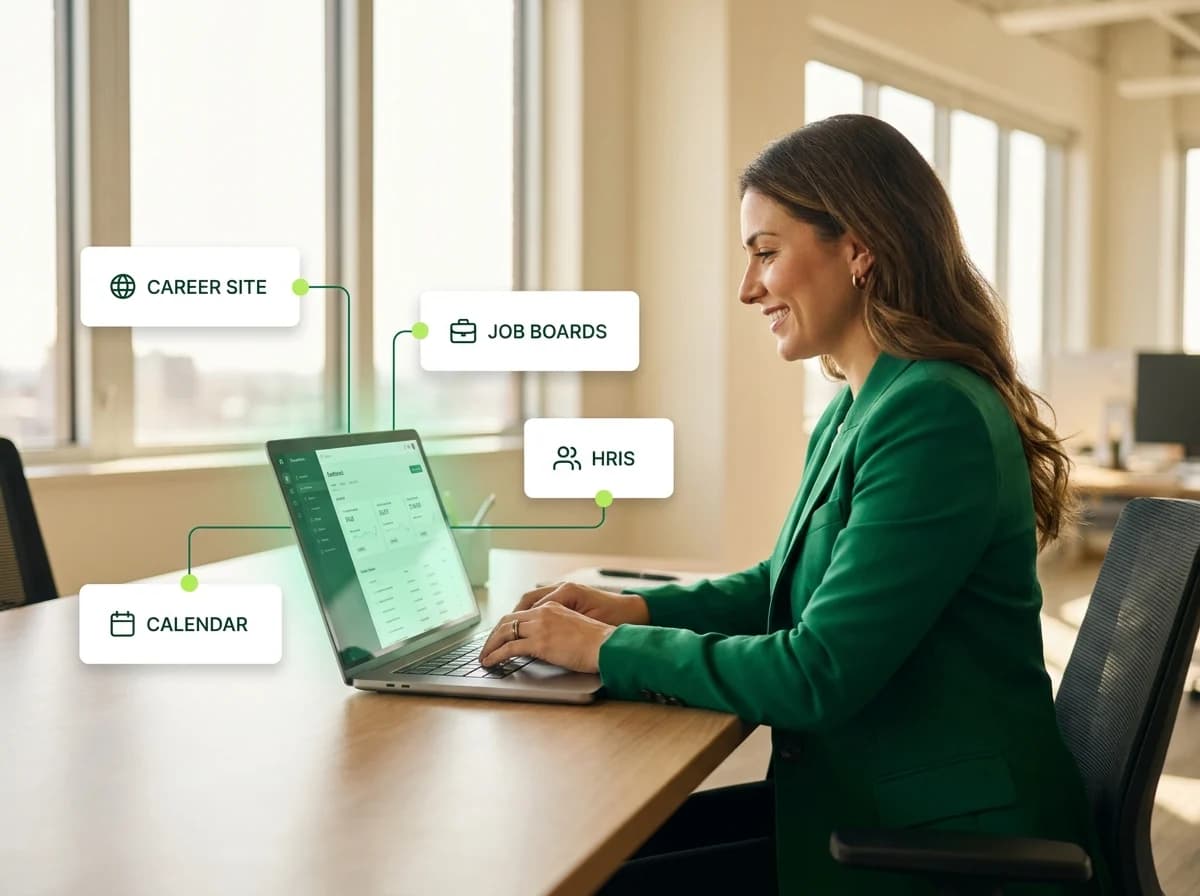 Standalone deployment: the TalentFlow hub connects out to a career site, job boards, HRIS, and calendar